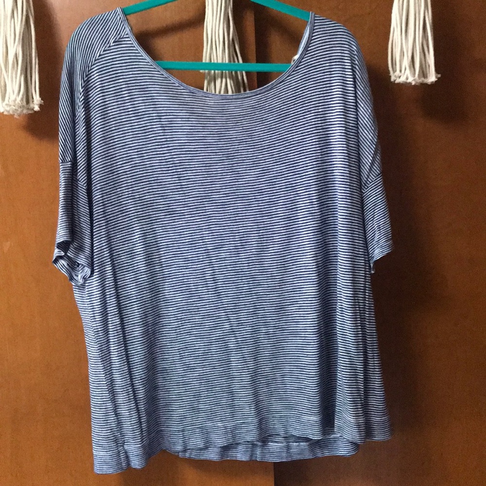 Blue & White Striped Shrug Tee